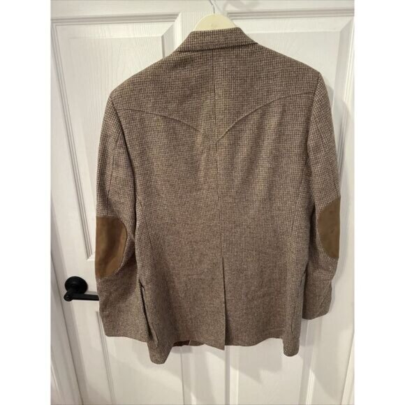 Panhandle Slim Fine Quality Western Wear Mens 40L Elbow Patch Brown‎ Wool Blazer - Picture 8 of 8